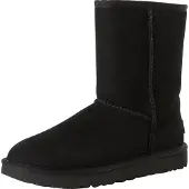 Ugg para mulher. 1016223 Classic Short II botas de tornozelo de couro preto (39), Plano, Nenhum, Casual