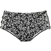 LASCANA Cueca biquíni 'Meadow' preto / branco