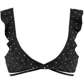 LASCANA Top de biquíni 'Sparkle' preto / branco