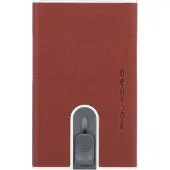 Piquadro , porta-cartão de crédito em couro, bordô, unissex
