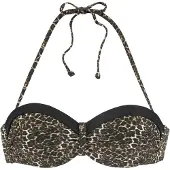 LASCANA Top de biquíni bege / castanho / preto