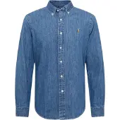 Ralph Lauren para homem. 710792043001 Camisa de ganga personalizada azul (M), Casual, Algodão, Manga comprida, Marinho