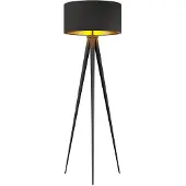 LINDBY candeeiro de pé Benik, tripé, têxtil, preto/dourado, 153cm