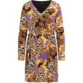 Faina Vestido amarelo dourado / roxo néon / laranja claro / preto / branco