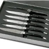 Laguiole conjunto de 6 facas para bifes chifre preto, T62MINBN
