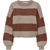 ONLY Pullover 'ONLAYA' bege mosqueado / castanho