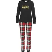 LASCANA Pijama ouro / cinzento claro / vermelho fogo / preto