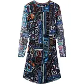 Desigual , Vestido curto slim tule, PoliÉSter, Preto, S