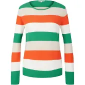 Tom Tailor Pullover creme / verde relva / laranja escuro / branco