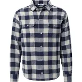 Dan Fox Apparel Camisa 'Efe' azul noturno / branco lã