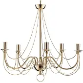 Domiluce Lustre retro, cinco lâmpadas, 75 cm, dourado