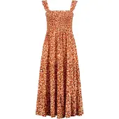 Shiwi Vestido de verão creme / castanho ferrugento / conhaque