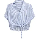 ONLY Blusa 'ONLPaula' azul escuro / branco