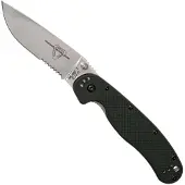 Ontario Navalha RAT-1, preto/satin, lâmina serrilhada