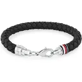 Tommy Hilfiger Bracciale Uomo Pelle Nera Tyson — Bracciale