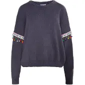 IZIA Pullover 'Hoona' cinzento escuro / verde / laranja / branco