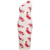 Ebeeza Vestido de malha vermelho / branco lã