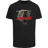 Mister tee Camisa 'True Savage' taupe / vermelho / preto