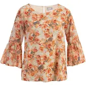 Usha Blusa creme / cinzento / laranja