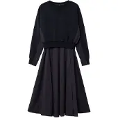 Desigual , Vestido combinado liso, AlgodÃO, Preto, XS