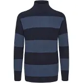 !Solid Pullover 'Serge' azul fumado / azul escuro