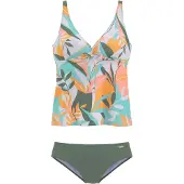 Sunseeker Tankini cinzento claro / cáqui / menta / salmão