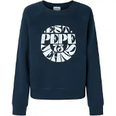 Pepe Jeans para mulher. PL581478 Camisola azul-marinho Elena (S), Casual, Algodão, Sustentável
