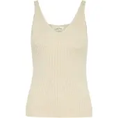 Cream Top de malha 'Dela' bege mosqueado