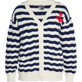 Dreimaster Maritim Casaco de malha marinho / vermelho / branco lã