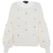 Faina Pullover prata / branco lã