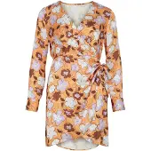 Vila Vestido 'Sofia' castanho / roxo pastel / laranja claro / branco