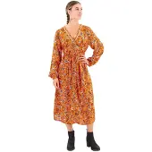 Superdry Vestido Midi De Manga Comprida Printed V Tea