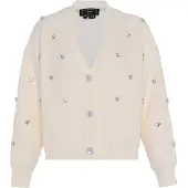 Faina Casaco de malha transparente / branco lã