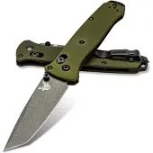 Benchmade Navalha Bailout CPM M4 Tungsten Gray Cerakote, woodland green aluminum