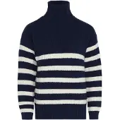 BLONDA Pullover azul escuro / branco lã
