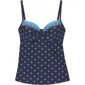 LASCANA Top de tankini azul / navy / azul céu / verde relva
