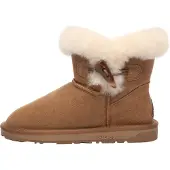 EVER AU Botas pelo tornozelo 'Robin' castanho de castanha / branco lã