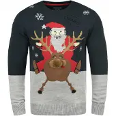 Blend Pullover 'Rudolph' azul escuro / cinzento / vermelho / branco