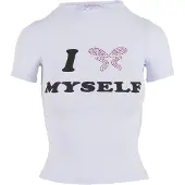 FELICIOUS Camisa 'Love Yourself' eosin / preto / offwhite