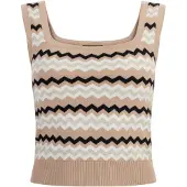 Faina Top de malha bege / preto / branco