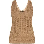 Faina Top de malha creme / ouro