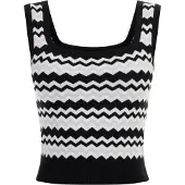 Faina Top de malha preto / prata / branco
