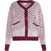 Usha WHITE LABEL Casaco de malha 'Pryam' vermelho cereja / branco