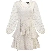 Faina Vestido prata / branco lã