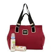 Bagmori Bolsa de maternidade bege / bordeaux / preto