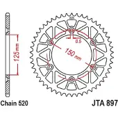 JT Sprockets Roda Dentada Traseira Ktm Jta897.47blk Aluminium