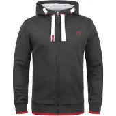 !Solid Casaco em moletão 'Benjamin' cinzento escuro / vermelho