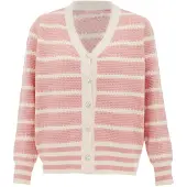 SANIKA Casaco de malha cor-de-rosa / branco lã