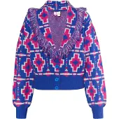 IZIA Casaco de malha azul / amora / branco