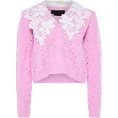 NAEMI Casaco de malha lavanda / branco